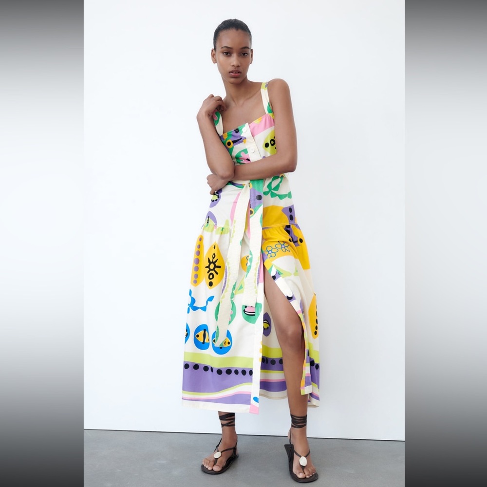 Zara printed midi dress size S
